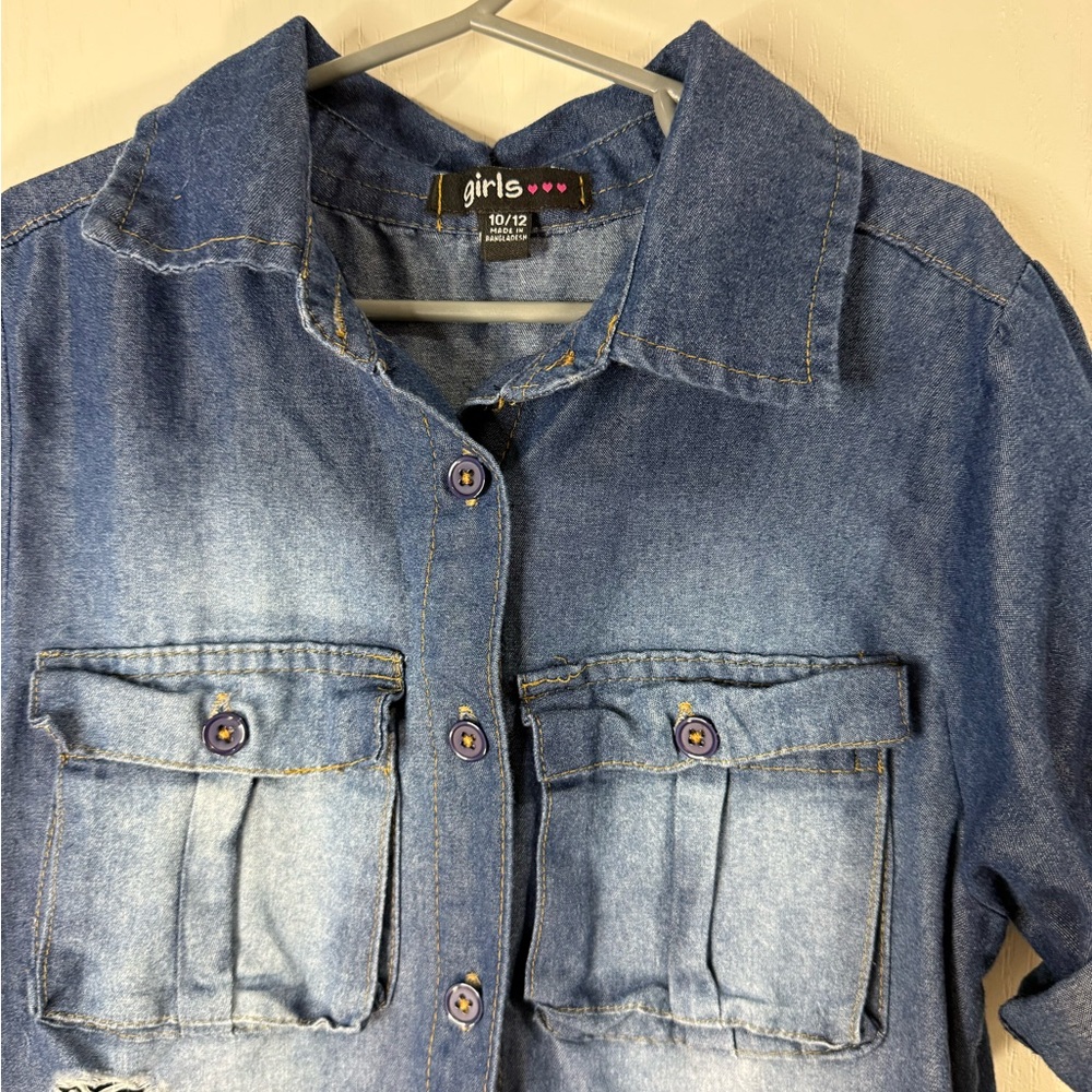 The Girls Blue Denim Casual Dress - Picture 2 of 4